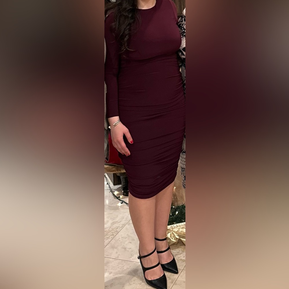 Club L London Purple Ruched Bodycon Dress